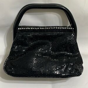 Vintage Lumured, black mesh petite bag 1950s